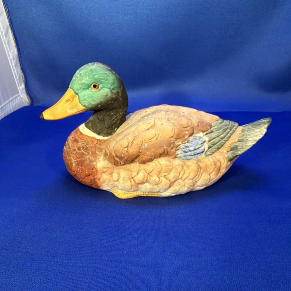 Vintage Hand-Painted Ceramic Mallard Duck Figurine - Stamped "B"